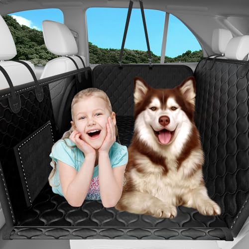 Back Seat Extender for Dogs - Heavy Duty Dog Car Seat Cover for Back Seat Hard Bottom Dogs Seat Cover Extender, Dog Hammock for Car Travel Dog Car Bed, Pet Cover Backseat Protector with Mesh Window