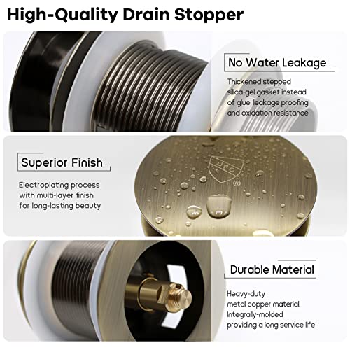 FerdY Pop-up Drain for Freestanding Bathtub, Brushed Bronze Finish, cUPC Certification, Freestanding Bathtub Drain Stopper