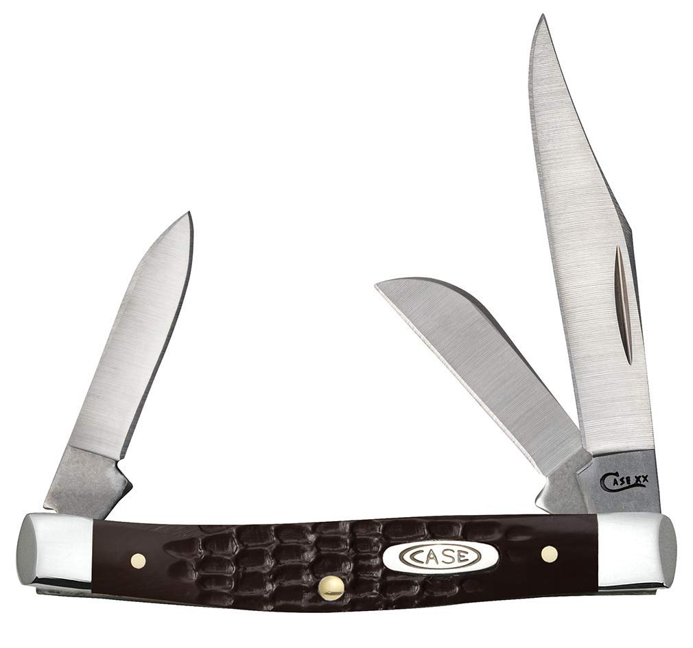 Case WR XX Pocket Knife Brown Synthetic Jigged Small Stockman Item #081 - (6333 SS) - Length Closed: 2 5/8 Inches