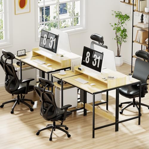 MINOSYS Computer Desk - 32 Inch Home Office Desk with Storage, Gaming Desk with Monitor Stand, Modern Simple Study Table, Adjustable Storage Space, Black