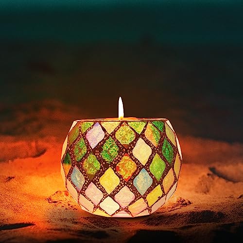 Mosaic Candle Holder Mosaic Tealight Candle Holder Glass Votive Candle Holder Glass Candle Stand for Home Wedding Party Table Centerpiece Tealight Candle Holder