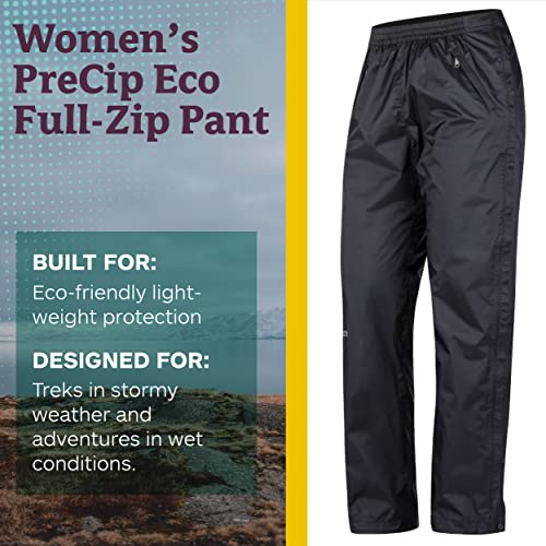 MARMOT Women's PreCip Eco Full Zip Pant | Lightweight, Waterproof Pants for Women, Ideal for Hiking, Jogging, and Camping, 75% Recycled, Black, X-Large