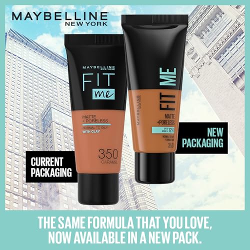 Maybelline New York Fit Me Matte + Poreless Liquid Foundation, Pouch Format, 115 Ivory, 1.3 Ounce