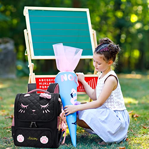 AO ALI VICTORY Girls Backpacks, Waterproof Cute Backpack for Kids Toddler Girl Preschool Bookbags Elementary School Bags (Small, A-Black)