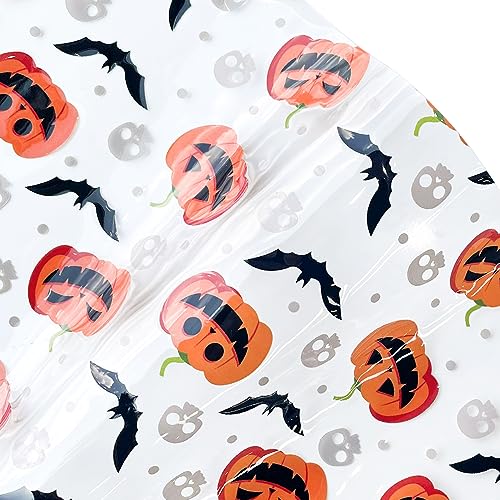 ONEART | 12"×48" Halloween Theme Faux Leather Bat Pumpkin Hat Moon Clear PVC Vinyl Leather for Earrings, Hair Bows, Halloween DIY Crafts