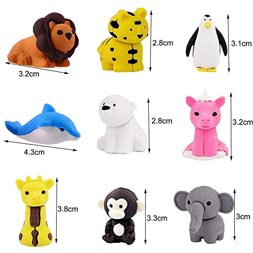 URSKYTOUS 34Pcs Animal Erasers Bulk Mini Pencil Erasers Puzzle Erasers Desk Pets Puzzle Kids Erasers for Party Favors Classroom Students Prizes Easter Egg Fillers,Carnival Gifts,School Supplies Gift