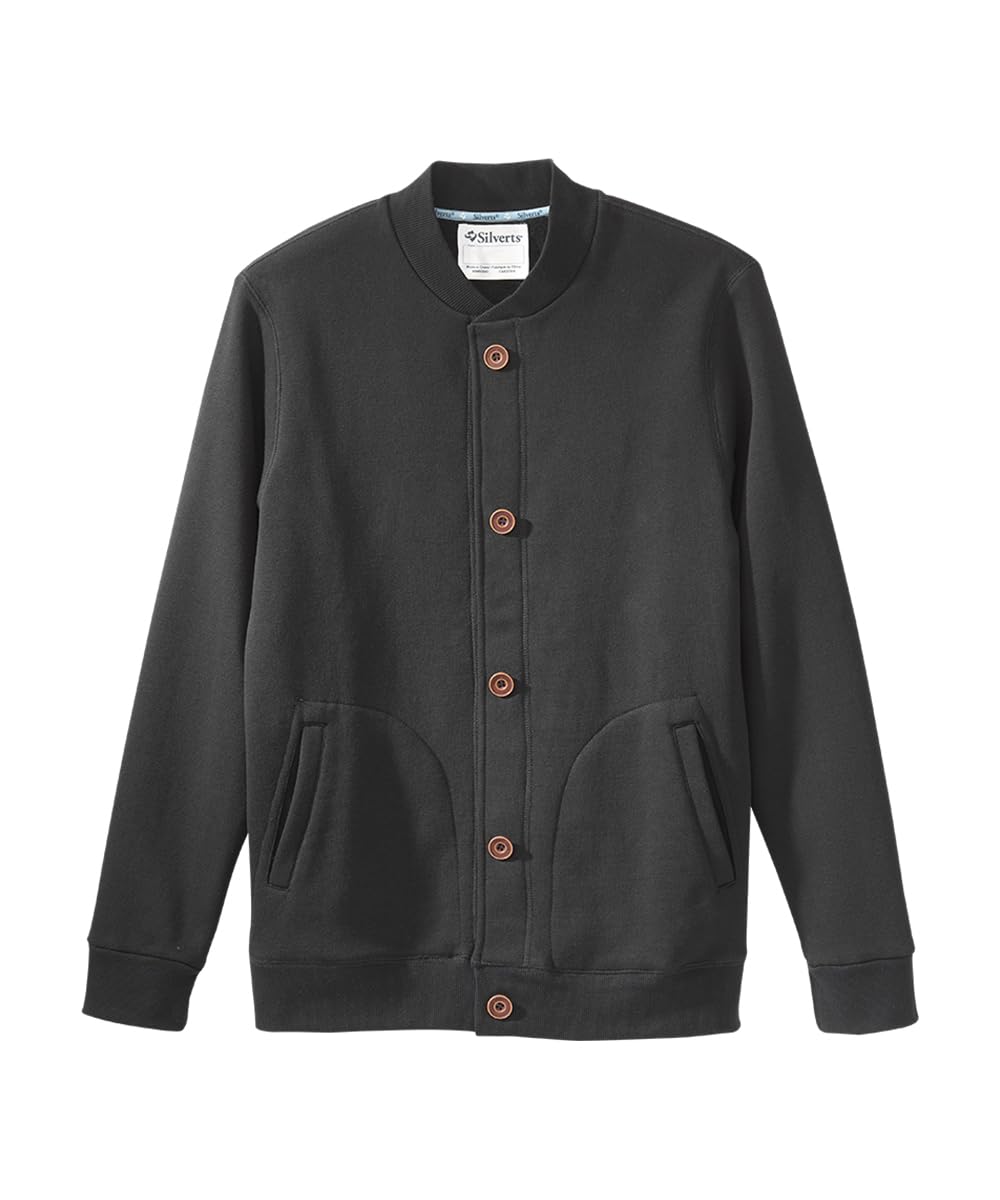 Silvert's Adaptive Clothing & Footwear Men's Bomber Jacket with Magnetic Buttons - Black MED