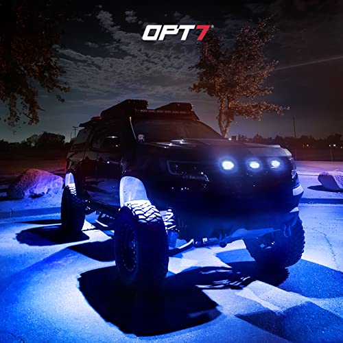 OPT7 Photon RGB LED Magnet Rock Lights with Remote Control, 4 Red Pods Wide Angle Multicolor Neon Underglow Lighting Kit with Extension Wire, IP68 Waterproof for Offroad Truck Jeep RZR ATV UTV SUV