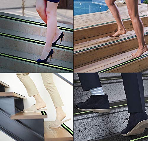 RELIANCER Anti Slip Safety Grip Tape 2inx60ft Non Skid Tread Safety Tape with High Traction Grit Yellow & Black Marking Self-Adhesive Tape Hazard Caution Warning Tape for Stairs Steps Deck