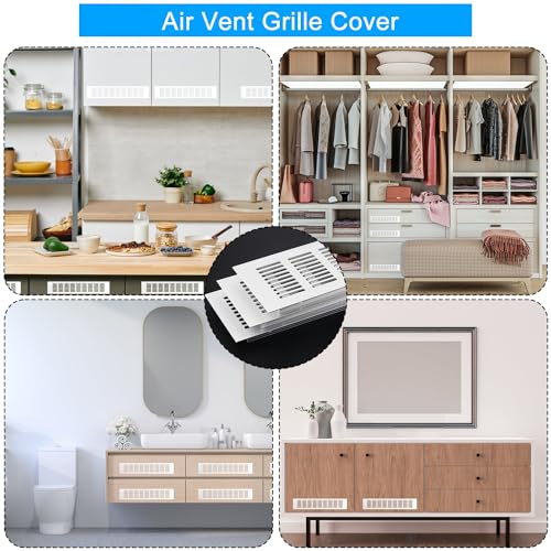 Yinpecly 4PCS Aluminum Alloy Air Vent 150mm Length Rectangle Ventilation Grille Louvered Grill Cover 5.90'' x 1.97'' (L x W) for Wardrobe Shoes Cabinet Sink Kitchen Wall Ceiling and Floor Exhaust Vent