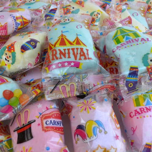 Lupy Lups! Cotton Candy Bags Carnival Desing - Assorted Flavors- Individual Package Big Bulk 0.53 oz each - Pastel Candy for Stocking, Treats, Party Favors, Buffet table Pinata (Carnival 24 Pack)