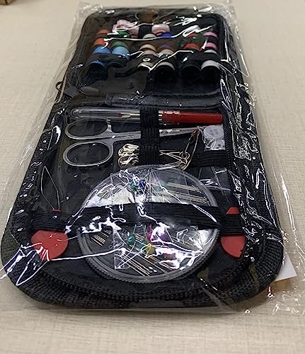 Coquimbo Sewing Kit Christmas Gifts for Grandma, Mom, Adults, Kids, Beginner, Traveler, Emergency, Portable Sewing Supplies Contains Soft Tape Measure, Scissors, Thread, Sewing Needle etc(Black, S)