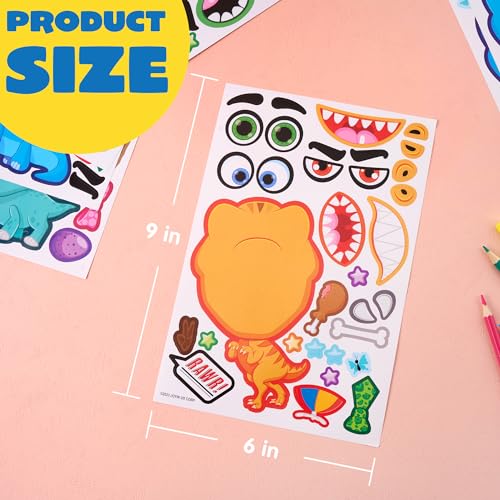 JOYIN 24 PCS 6"x 9" Make a face Stickers for Kids, Make Your Own Animal Dinosaur and Match Sticker Sheets with Dinosaur and Fantasy Animals Kids Crafts Party Favors Goodie Bags Stuffers for Kids