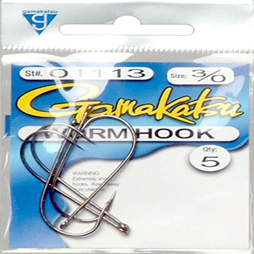 Gamakatsu 01411 High Carbon Steel Worm Hook with Barbed Shank, Bronze Finish