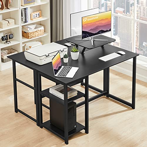 GreenForest Computer Desk with Monitor Stand,39 inch Small Desk with Reversible Storage Shelves,Gaming Desk for Small Spaces Home Office Writing Desk Study Table,Black