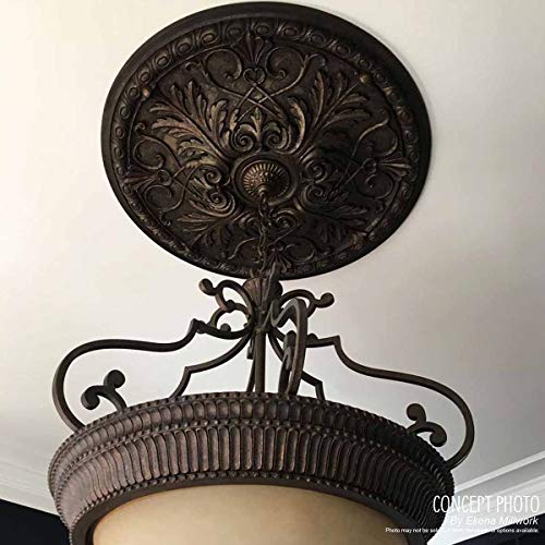 Ekena Millwork CM18ATRBC Attica Ceiling Medallion, 18"OD x 4"ID x 5/8"P (Fits Canopies up to 5"), Hand-Painted Root Beer Crackle