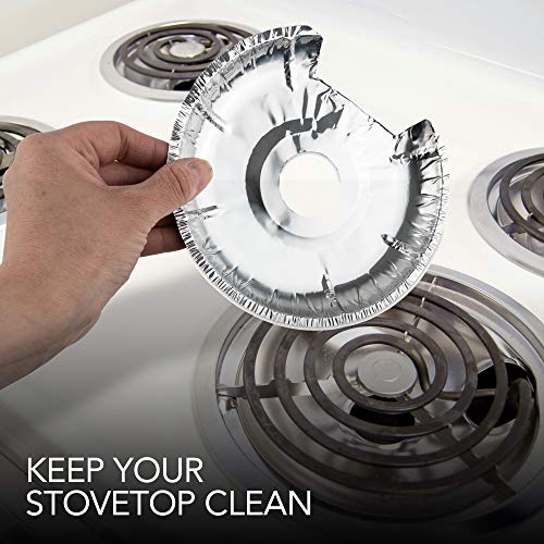 Round Electric Stove Burner Covers (50 Pack) 6 Inch and 8 Inch Disposable Stove Top Aluminum Foil Bib Liners, to Keep Kitchen Range Clean from Oil and Food Drips, Stock Your Home