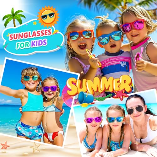 GIFTINBOX Kids Sunglasses Bulk，Kids Sunglasses Party Favor For Kids 4-8, 16Pack Translucent Sunglasses For Kids Boys Girls Age 3-8, Party Favors For Kids 3-5 UV400 Protection Pool Beach Party Favors…