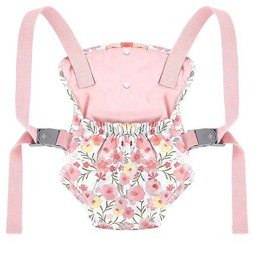 GAGAKU Baby Doll Carrier for Little Girls Baby Carrier for Dolls Reborn Baby Doll Carrier Toddlers 1-3 Years Old Babydoll Carrier - Pink Rose of Sharon