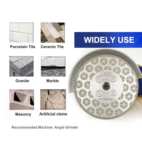 SHDIATOOL Diamond Cutting Grinding Disc 4-Inch Saw Blades Double Side Coated Electroplated Grinding Wheel for Granite Marble 105mm
