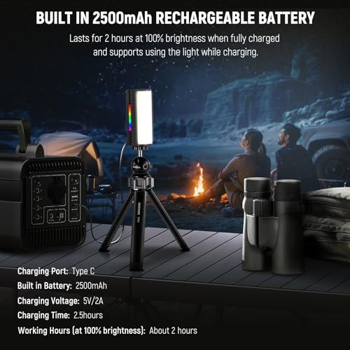 NEEWER Magnetic Handheld Light Wand, 360° Full RGB Mini LED Video Light Stick, 2500mAh Rechargeable Battery, 2500-8500K Dimmable Camera Tube Light for Studio Photography TikTok YouTube Vlog, TL96RGB