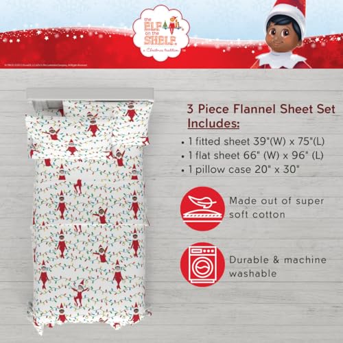 Franco Elf On The Shelf Holiday & Christmas Bedding Super Soft 100% Cotton Flannel Sheet Set, Twin, (Officially Licensed Product)