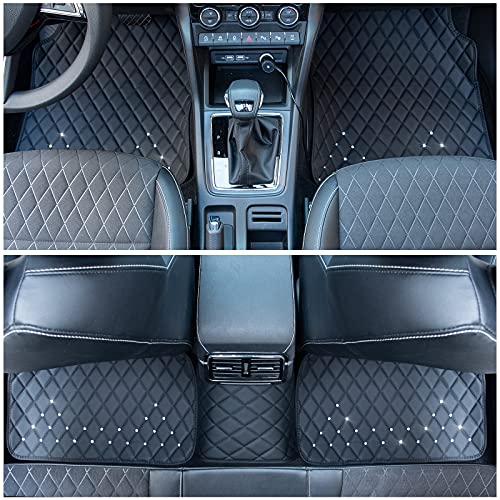 eing All Weather Pu Leather Floor Mats for Car SUV & Truck - 5 Pack/Set (Front & Rear), Heavy Duty Protection,Car Floor Cushion,Black