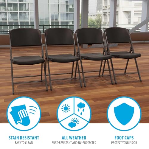 Lifetime 80187 Commercial Grade Folding Chair, 4 Pack, Black