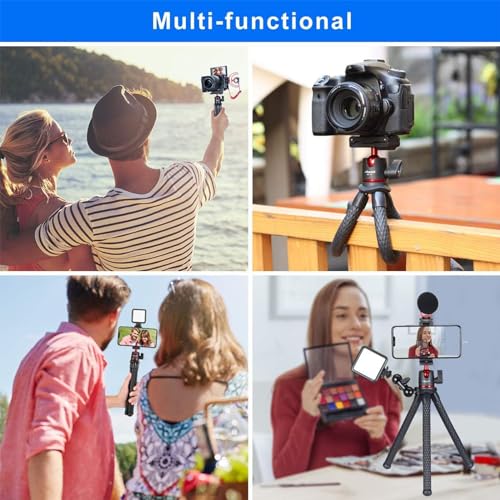 ULANZI Camera Tripod, Mini Flexible Stand with Hidden Phone Holder w Cold Shoe Mount, 1/4'' Screw for Magic Arm, Universal for iPhone 15 14 Pro Max XS Max X 8 Samsung Canon Nikon Sony Cameras