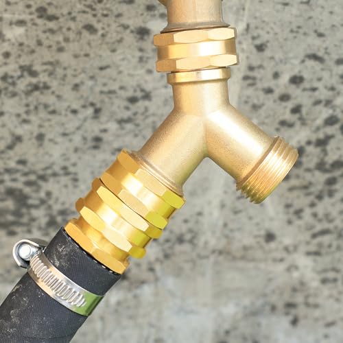 YELUN Garden Hose Fittings Connectors Adapter Solid Brass Repair double female to female faucet leader coupler dual water hose connector(3/4"GHT) (10-Pcs)