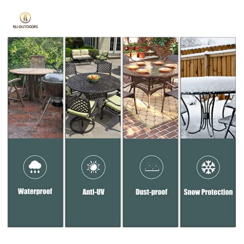 F&J Outdoors Furniture Covers Waterproof UV Resistant Medium-Small Outdoor Furniture Set Cover Round Dining Table Cover, 72" Dia x 27.5" H