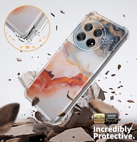 CLATUK for oneplus 12 case Marble Slim Anti-Drop Shockproof Protective Soft Shockproof Clear Phone Protective Covers 6.82 Inch (Agate Gold)