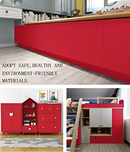 15.8''x393.7''Red Contact Paper for Countertops Self-Adhesive Wallpaper Removable Red Peel and Stick Wallpaper Waterproof Easy to Clean Vinyl Roll Decorative Kitchen Cabinet for Wall Covering