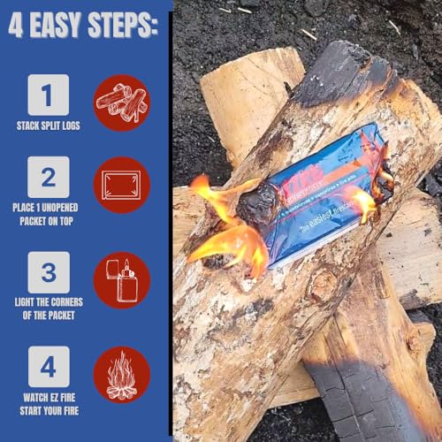 Easy-to-Use Fire Starter for Wood Stoves, Fireplaces, Campfires, and Bonfire – Waterproof, Windproof, Safe, Odorless & Survival Frog Tough Tesla Lighter. 100 Pack + Rechargeable Lighter Kit