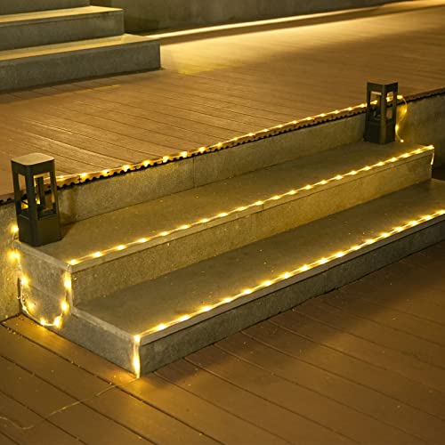 JMEXSUSS Green Halloween Solar Lights, 66 ft 200 LED Rope Lights Outdoor Waterproof, PVC Tube Green Christmas String Lights for Halloween Party Tree Fence Christmas