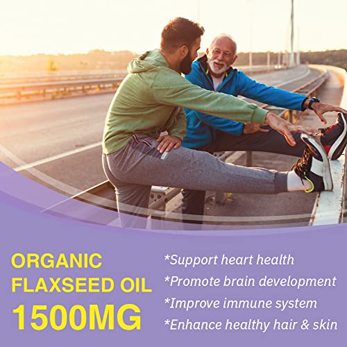 Lovita Organic Cold-Pressed Flaxseed Oil : 1500mg with 900mg ALA Omega-3. Vegan. 180 Softgels