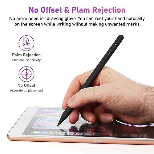 iPad Pencil Apple Pen for Apple with 10X Fast Charge & Palm Rejection, Active Pencil Compatible with iPad Pro 11/12.9, iPad 10/9/8/7/6, iPad Mini 5/6, iPad Air 3/4/5 (Includes USB Type-C to Pencil)