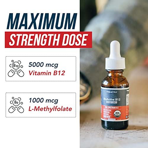 BioActive Vitamin B12 5000 mcg | Contains 3 BioActive B12 Forms Plus Methylfolate Cofactor - Methyl B12, Adenosyl B12 & Hydroxy B12 | Sublingual Form, Cherry Flavor, Organic, Vegan (60 Servings)