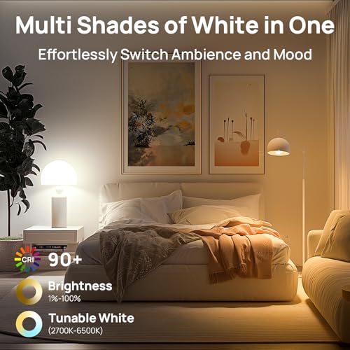 Linkind Matter Smart Bulb, Soft White to Daylight Tunable Smart Light Bulbs, Alexa Light Bulbs, Work with Apple Home, Alexa, Google Home, 2.4GHz Wi-Fi LED, A19 E26, 800LM, 60W (2-Pack)