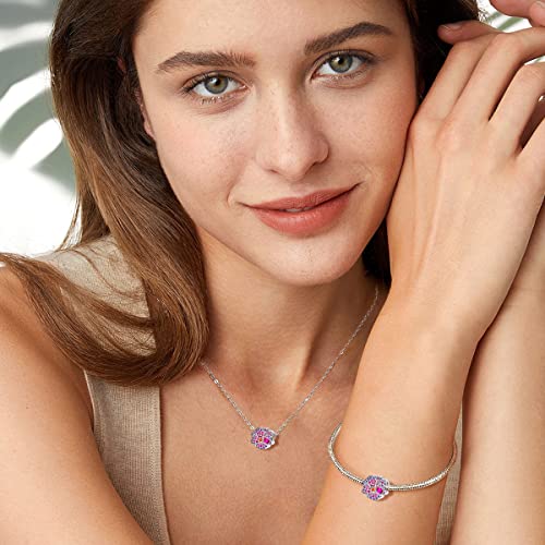 Purple Pink Pansy Flower Charm for Pandora Bracelet Necklace 925 Sterling Silver Violet Plant Charm Valentines Day Gift for Friend Wife Mom Daughter…