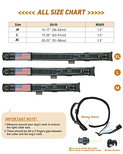 AUBELL Tactical Dog Collar and Leash Set, Adjustable Military Nylon Reflective Dog Leash and Collar with Handle and Heavy Metal Buckle for Medium Large Dogs, with Airtag Case and 2 Patches(Yellow, L)
