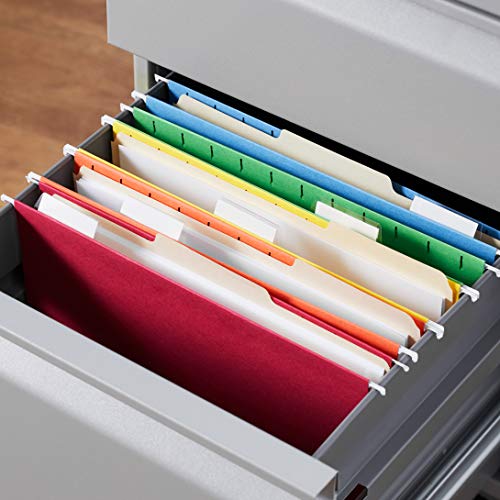 Amazon Basics Hanging File Folder with Adjustable Tabs, Letter Size, Assorted Colors - Pack of 25