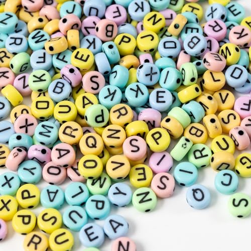 1400 PCS 4x7mm Acrylic Letter Beads Round for Jewelry Making Alphabet Beads for Friendship Bracelet Making DIY Beads for Personalized Bulk Kit