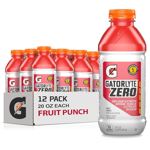 Gatorlyte Zero Electrolyte Beverage, Lemon Lime, Zero Sugar Hydration, Specialized Blend of 5 Electrolytes, No Artificial Sweeteners or Flavors, 20 Fl Oz Bottles (Pack of 12)