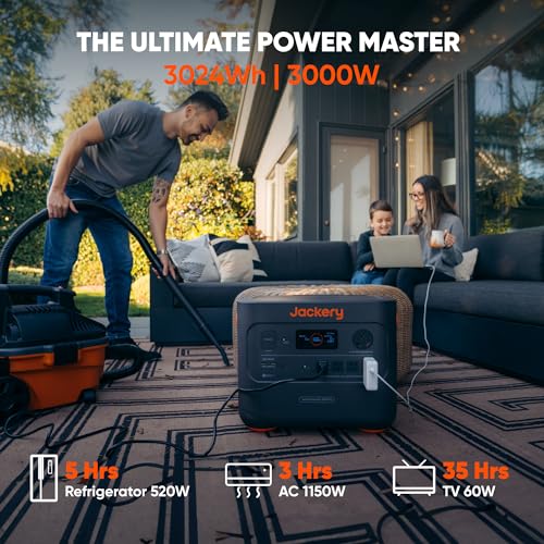 Jackery Portable Power Station Explorer 3000 Pro, Solar Generator with 3024Wh, 2x100W PD Ports, 2.4H Full Charge, Compatible with SolarSagas, for Home Backup, RV, Off-grid (Solar Panel Optional)