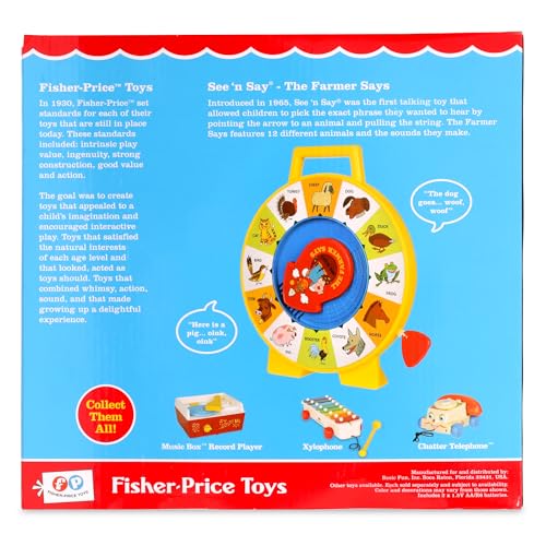 Fisher Price Classics - Farmer Says See 'n Say - Vintage Learning Toy, Sounds and Animals, Interactive Retro Game for Kids, Girls, Boys, Baby, Preschoolers, Toddlers, Unisex Ages 18 Months +