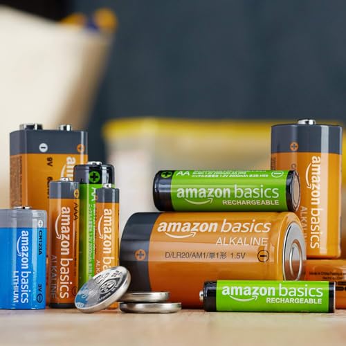 Amazon Basics 4-Pack 9 Volt Alkaline Everyday Batteries for Smoke Detectors, Long Lasting 5-Year Shelf Life