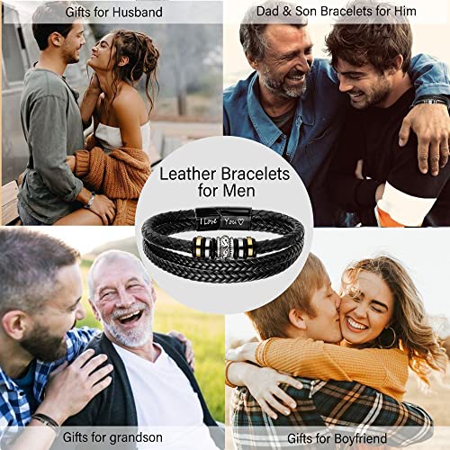 Boyfriend Gifts Cross Leather Bracelets for Men Black Braided 1 Year Anniversary Easter Gifts for Boyfriend I Love You Gifts for Him Retirement Birthday Jewelry