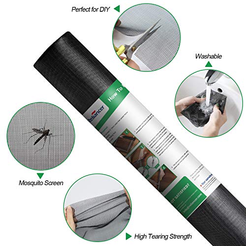 Fiberglass Window Screen Roll 36in x 100ft DIY Custom Screens Replacement Mesh for Windows Doors Patio Screens Premium Pet Proof Screen Porch Screen for Outdoor Kitchens Tree Houses Pool Houses