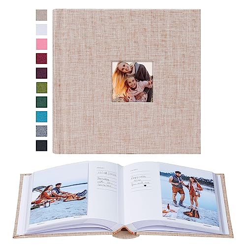 Mublalbum Small 4x6 Photo Album Linen Cover with Memo Areas Photobook Pictures Book Holds Vertical Pockets for Wedding Family Baby and Vacation (Beige)